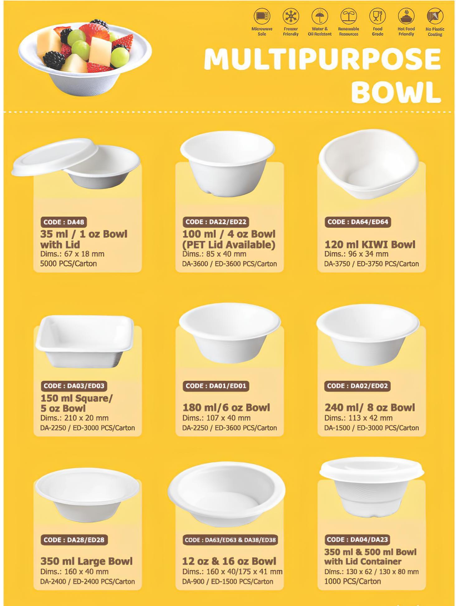 MULTIPURPOSE BOWL — MTC disposable packaging